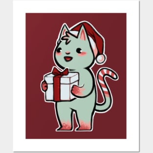 Santa Kitty Posters and Art